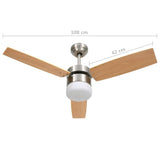 Ceiling Fan with Light and Remote Control 108 cm Light Brown 51490