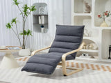 Curved Wooden Accent Chair, with Adjustable Footrest - Drak Grey T3398P344221