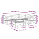 5 Piece Garden Sofa Set Solid Wood Douglas Fir 3299421