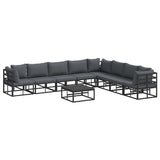 Garden Sofa Set with Cushion 9 pcs Black Aluminium 3378875