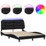 ZNTS Bed Frame with LED Lights Black and White 120x200 cm Faux Leather 3213925