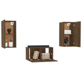 3 Piece TV Cabinet Set Brown Oak Engineered Wood 3120232