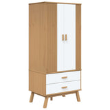 Wardrobe OLDEN White and Brown 76.5x53x172 cm Solid Wood Pine 358596