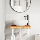 Basin Shelf Wall Mounted Steel and Solid Wood Oak 3302408