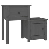 Bedside Cabinet Grey 79.5x38x65.5 cm Solid Wood Pine 814543