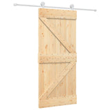 Sliding Door with Hardware Set 90x210 cm Solid Wood Pine 3203102