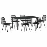 Garden Dining Set 7 pcs Black Powder-Coated Steel 3379202