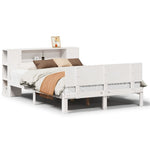 ZNTS Bookcase Bed without Mattress White 120x190 cm Small Double Solid Wood Pine 3322625