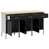 Work Cabinet with Drawer 3 pcs Black and Grey 150 x 55 x 85 cm 3321366