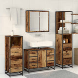 Bathroom Furniture Set with Door 4 pcs Old wood Engineered wood 3402566