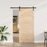 Sliding Door Brown 80 x 208 cm Solid pine wood 3381185