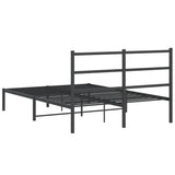Metal Bed Frame without Mattress with Headboard Black 135x190cm 355364