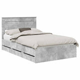 Bed Frame with Drawer Concrete Grey 120 x 190 cm Engineer Wood 3409860