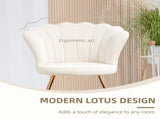 Velvet-Feel Lotus Petal Accent Chair - Cream T3398P341275