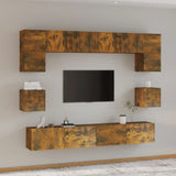 8 Piece TV Cabinet Set Smoked Oak Engineered Wood 3114419