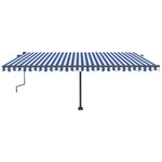 Freestanding Manual Retractable Awning 500x350 cm Blue/White 3069856