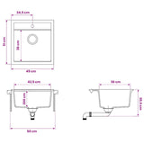 Kitchen Sink Single Basin Granite 49 x 51 x 30.5 cm Graphite 42053755