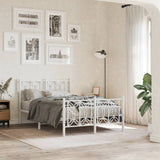 Metal Bed Frame without Mattress with Footboard White 120x200cm 376193