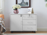 White Office Filing Cabinet Mobile Printer Stand File Storage Drawers Wheels 76164380