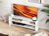 Corner TV Stand with 2 Open Shelves for 47 Inch TV - White T3398P377853