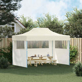 Professional Folding Party Tent with 3 Sidewalls 3x4 m Steel Cream 48893