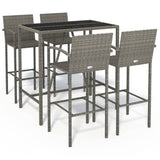 Garden Bar Set Grey PE rattan, powder-coated steel, tempered glass 3187655