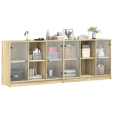 Bookcase with Doors Sonoma Oak 204x37x75 cm Engineered Wood 3206533