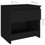 ZNTS Bedside Cabinets 2 pcs Black 40x30x39 cm Engineered Wood 803446