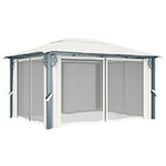 ZNTS Gazebo with Curtain&LED String Lights 4x3 m Cream Aluminium 3070335