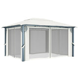 ZNTS Gazebo with Curtain&LED String Lights 4x3 m Cream Aluminium 3070335