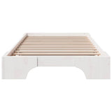 Bed Frame White 90 x 200 cm Solid Pine Wood 872879