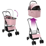 Folding Pet Stroller Adjustable Pink 81 x 47 x 99 cm Polyester 42012432