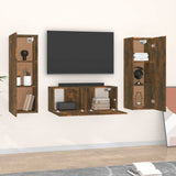 3 Piece TV Cabinet Set Smoked Oak Engineered Wood 3120233