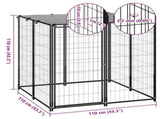 Dog Kennel Black 110x110x110 cm Steel 150781