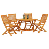 Garden Dining Set Folding 5 pcs Brown Solid Acacia Wood 3375703