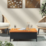 Garden Table Black 70x70x25 cm Rattan and Acacia Wood 3281629
