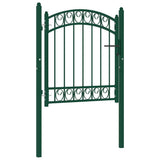 Fence Gate EMMEN with Arched Top Steel 100x86 cm Green 146363