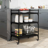 Kitchen Trolley Black 65x40x86.5 cm Engineered Wood 842396