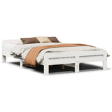 Bed Frame without Mattress White 140x200 cm Solid Wood Pine 855473