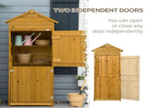 Wooden Garden Storage Shed Utility Gardener Cabinet w/ 3 Shelves and 2 Door, 191.5cm x 79cm x 49cm, T3398P328416