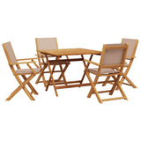 5 Piece Garden Dining Set Taupe Fabric and Solid Wood 3281834