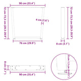 Dining Table Legs V-Shape 2 pcs Black 90x cm Steel 4012652