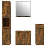 4 Piece Bathroom Cabinet Set Smoked Oak Engineered Wood 3115889