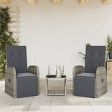 3 Piece Garden Dining Set with Cushions Grey Poly Rattan 3277627