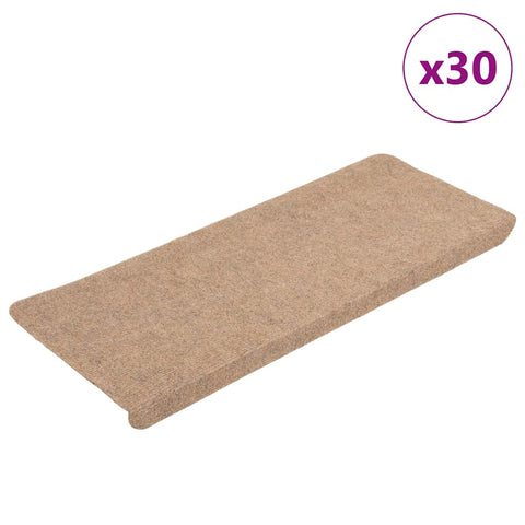 ZNTS Stair Mats Self-adhesive 30 pcs Beige 65x24.5x3.5 cm 3365898