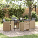Garden Dining Set with Cushion Folding 5 pcs Beige Poly rattan 3379965