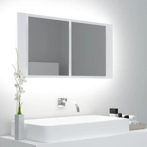 LED Bathroom Mirror Cabinet White 90x12x45 cm Acrylic 804972