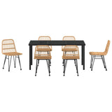 Garden Dining Set 7 pcs Brown Powder-Coated Steel 3379195