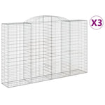 Arched Gabion Baskets 3 pcs 300x50x180/200 cm Galvanised Iron 3146774
