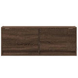 TV Wall Cabinet with LED Lights Brown Oak 100x31x35 cm 852368